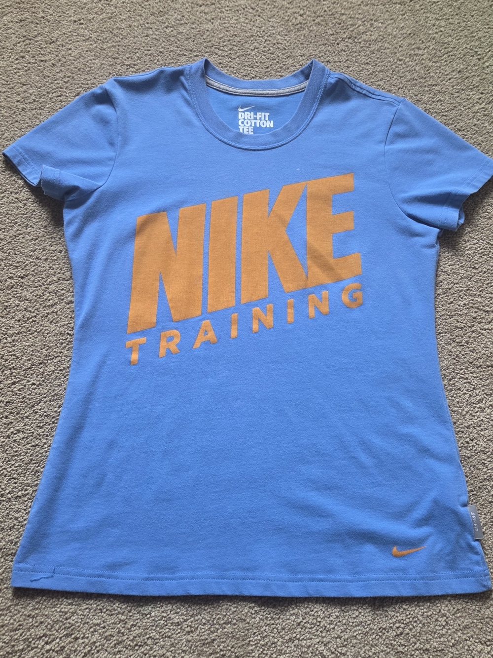 Nike Women's Blue Training Tee with Orange Logo